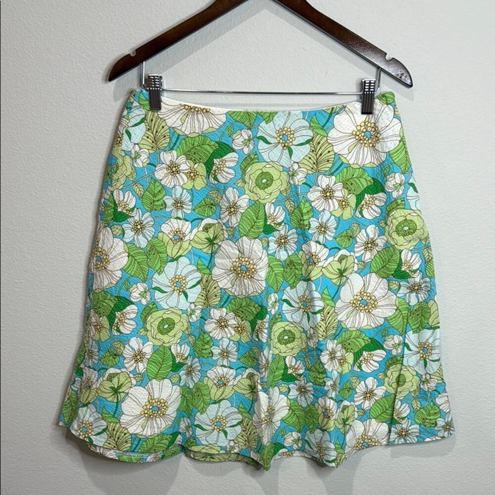 Gap Green/Blue Retro Floral A-Line Mini Skirt Size 4